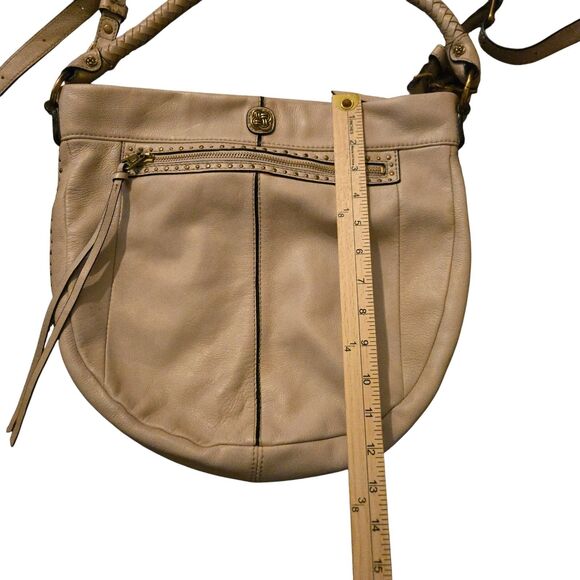 ELLIOTT LUCCA Ivory Cream Tumbled Leather Curved Large Hobo Shoulder Bag - Picture 8 of 10